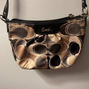 Coach Small Crossbody Bag in Grey, Cream, Black with Leather Trim
